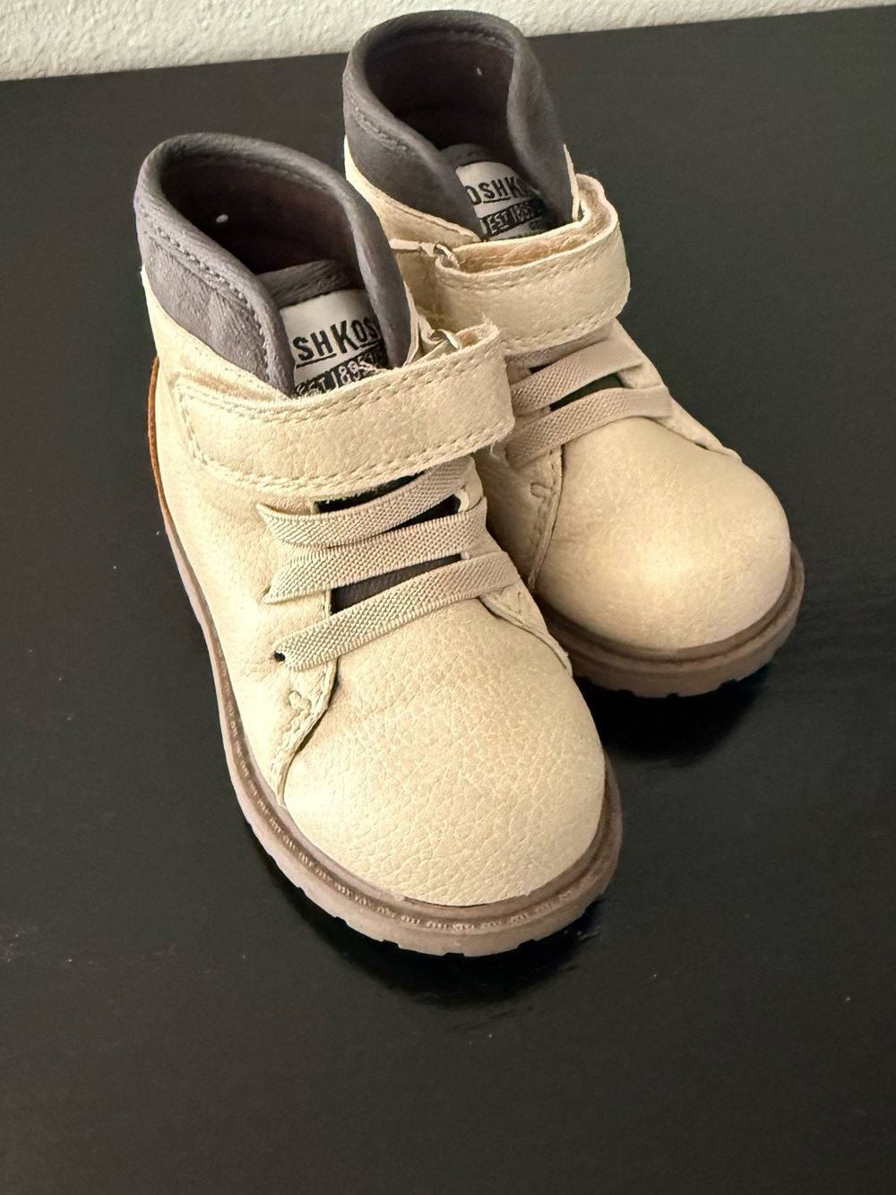 OshKosh B'gosh Beige and Gray Kids High-Top Boots